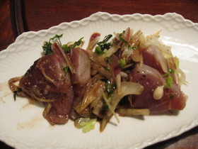 赤ワインの肴♪鰹のお刺身バルサミコ和え