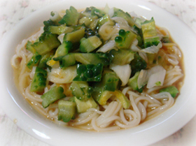 ぶっかけゴーヤの卵漬けそうめん