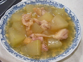 鶏肉と冬瓜のあんかけ煮
