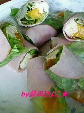 わさび醤油で食べる「牛乳豆腐入り生春巻」