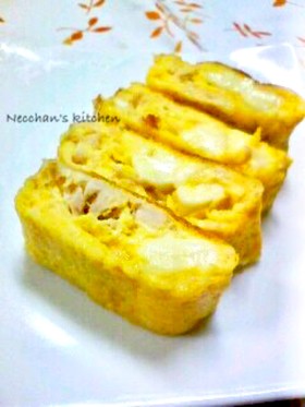 お弁当に♪ちぎりチーズとツナの卵焼き