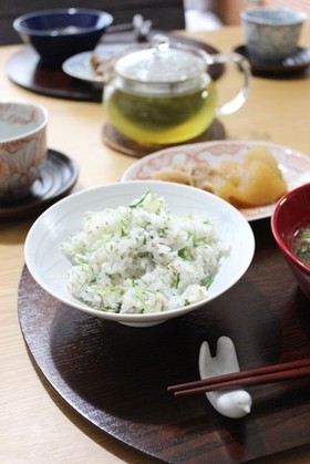 朝ごはんに☆水菜ちりめんごはん