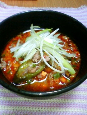 茄子の辛味噌スープ