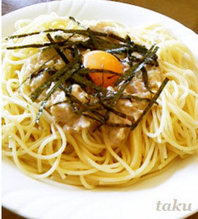 なめ茸とツナの柚子胡椒パスタ