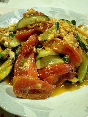 トマトときゅうりの甘辛炒め煮