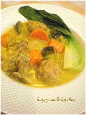 肉団子と野菜の簡単豆乳シチュー☆