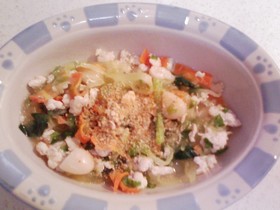 犬ご飯（マーボーそうめんかぼちゃ）