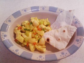 犬ご飯（いんちきナンでドライカレー）