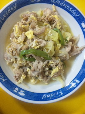 豚肉とキャベツのくたくた炒め〜卵入り