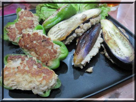 なすとピーマンの肉づめ