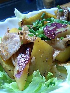 さつまいもと豚肉だけ！うまうま炒め！