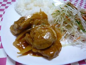 鶏肉とタマネギのケチャップ煮込み