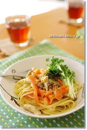 スモークサーモンの柚子胡椒クリームパスタ