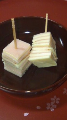 切って重ねて刺すだけハムチーズ即席つまみ