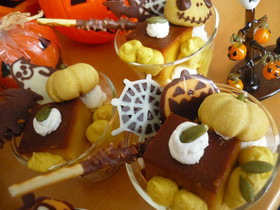 ハロウィンなので…かぼちゃのプリンパフェ