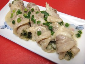 水菜の豚巻き☆ポン酢チーズソースで♪