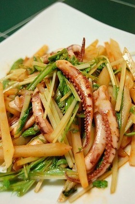 じゃが+ゲソのシャキシャキ炒め★キムチ味