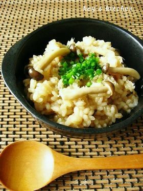 きのこの和風チーズリゾット。