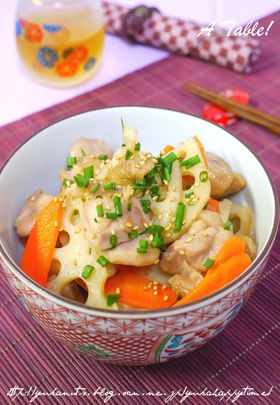 鶏肉とれんこんのクリーミーきんぴら