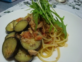 ツナと茄子の簡単♪トマトパスタ