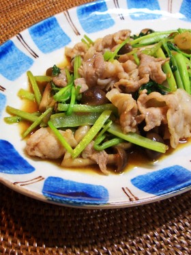 小松菜と豚肉のオイスターソース炒め