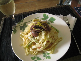柚子クリームパスタ　牛肉添え