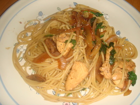 簡単♪鶏胸肉の和風パスタ柚子胡椒風味