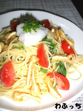 水菜とジャコのおろしパスタ♪