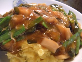 フワッと玉子のホタテ甘酢あんかけ♪