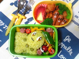 キャラ弁　ポケモン　チコリータとデイグダ
