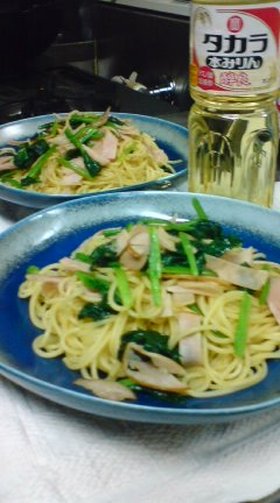 ほうれんそうとハムの和風パスタ