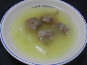 砂ずりと玉ねぎのスープ