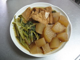 大根と厚揚げと菜っ葉の煮物