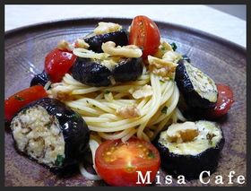 秋茄子とミニトマトのパスタマリネ