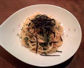 水菜とたらこのパスタ