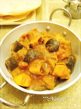 ナスとトマトとサツマイモのカレー＊