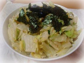 火を使わずに♪マヨポン白菜がけご飯☆