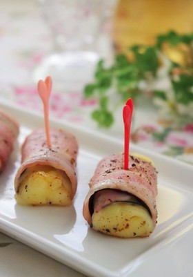 トースターで！なすとベーコンのチーズ巻き