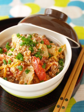 朝から元気！キムトマ炒め丼