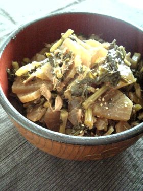 ご飯のお供♪大根葉とツナの炒め煮