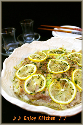 レモン風味♪豚肉＆白菜＆もやしのレンジ蒸