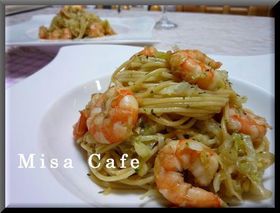 海老とキャベツのパスタ