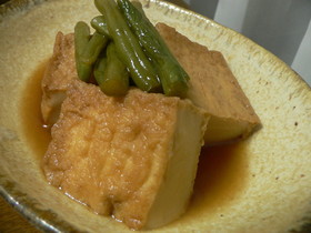 厚揚げとインゲンの煮物