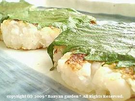 もっちりシャキシャキ蓮根餅✤大葉にんにく醤油