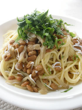柚子こしょう風味*じゃこ納豆パスタ