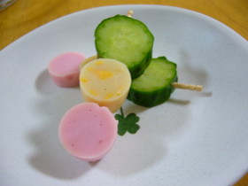 お弁当の隙間に④なんちゃって三色だんご♪