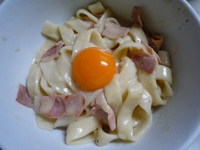 簡単味付け！カルボナーラきしめん☆