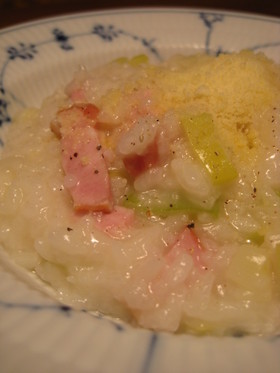 簡単♪長ねぎとベーコンのリゾット