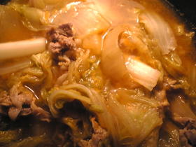 豚薄切肉と白菜とトッポギの韓国風煮物