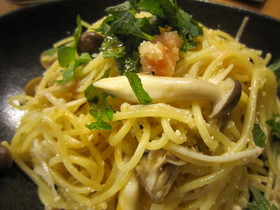 昆布茶で味付け^^明太子スパゲティー